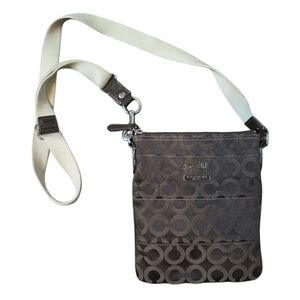 COACH Signature Brown Crossbody‎ Bag with Pink Lining – Adjustable Strap